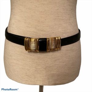 JANA BELT BLACK SNAKESKIN GOLD BUCKLE ACCESSORY Size L